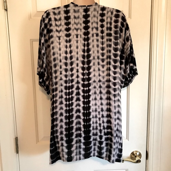 Navy and white boho kimono/coverup - Picture 2 of 2
